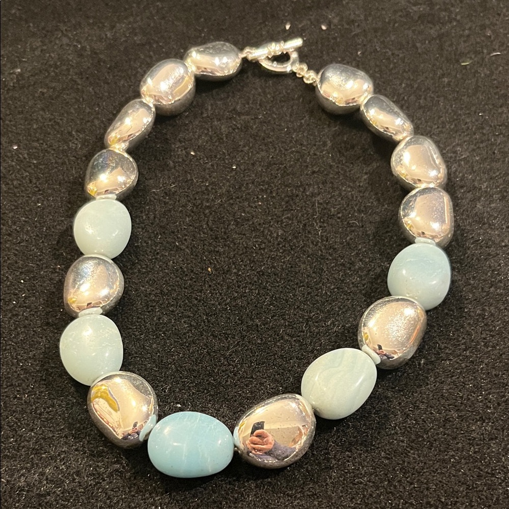 Polo by Ralph Lauren Silver and Light Blue Necklace
